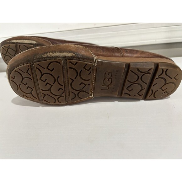 UGG Men's Brown Leather Casual Loafers Shoes 5556 US 10 - Picture 7 of 8